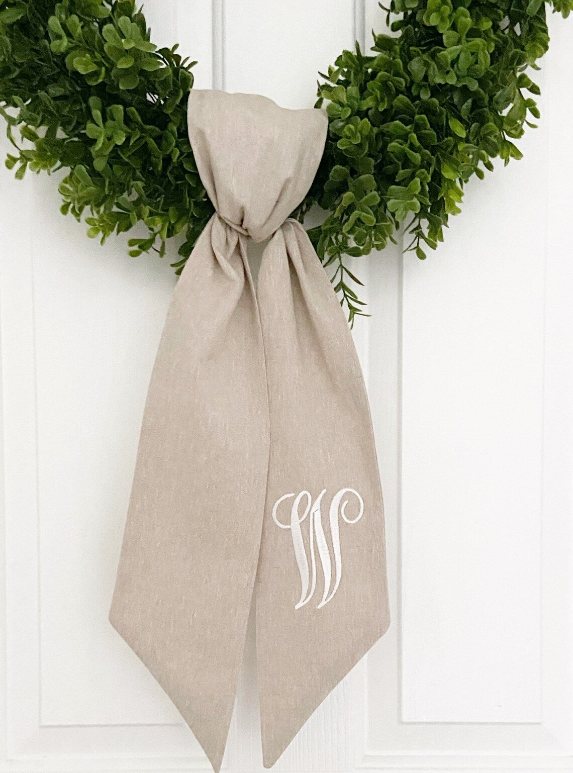 Tan Monogrammed Wreath Sash