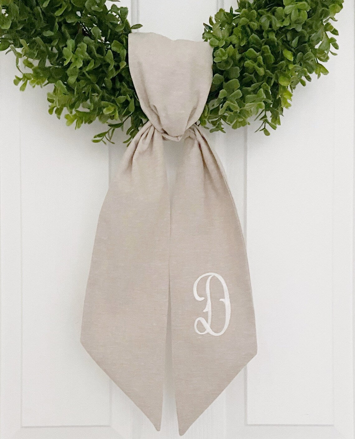 Tan Monogrammed Wreath Sash