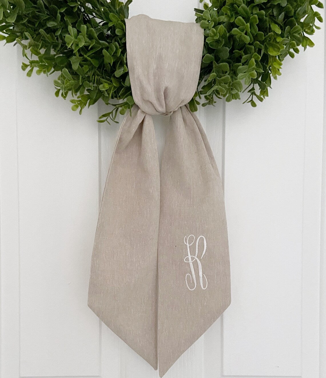 Tan Monogrammed Wreath Sash