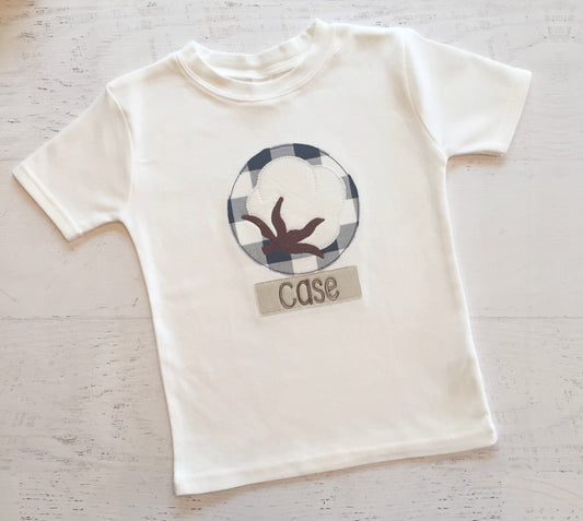 Cotton Boll Shirt - Cotton Boll Applique - Fall Applique Shirt - Boy Fall Shirt - Cotton Shirt - Fall Pictures Outfit - Boy Outfit