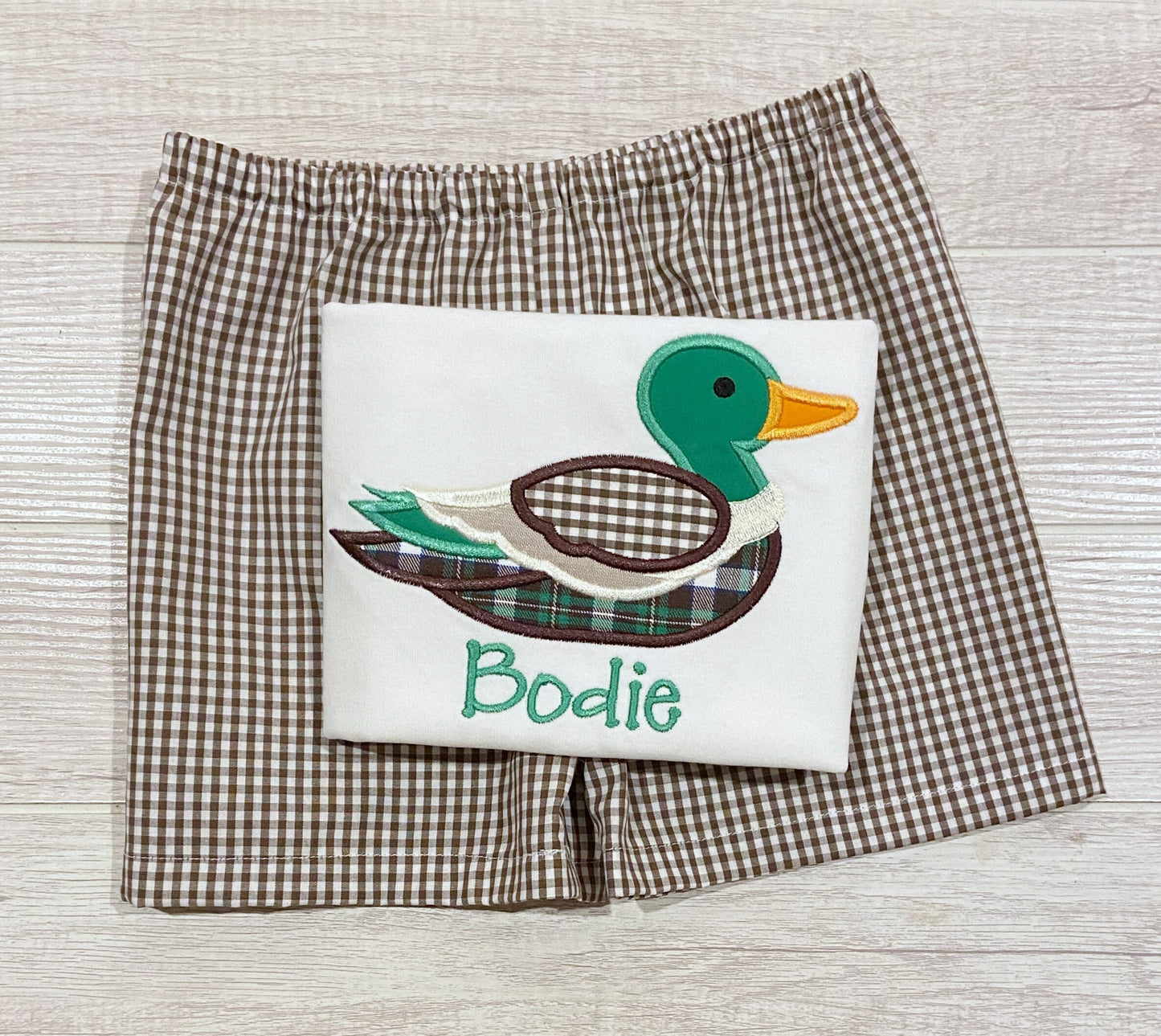 Duck Shirt- Plaid Mallard Duck Shirt - Boy Outfit - Duck Applique - Classic Boy Applique - Fall Shirt - Fall Boy Outfit
