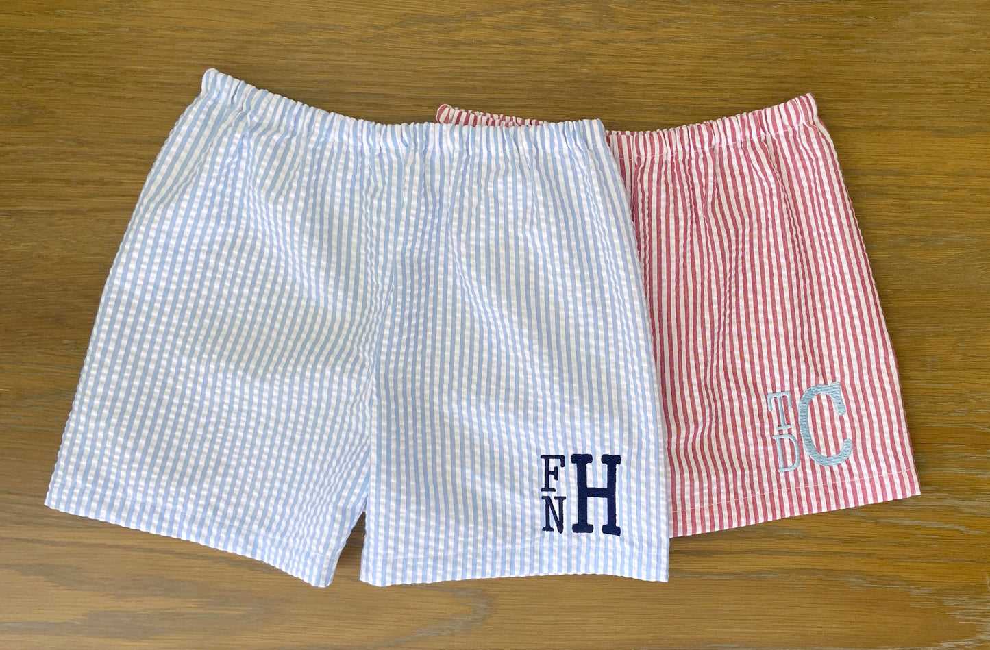 Monogrammed Seersucker Shorts