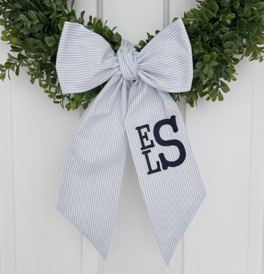 Seersucker Bow Wreath Sash