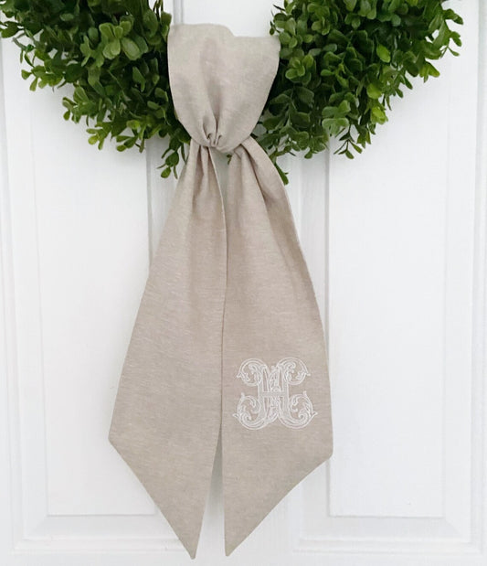 Antique Monogrammed Wreath Sash