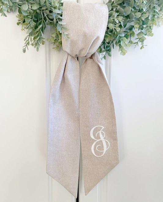 Tan Monogrammed Wreath Sash