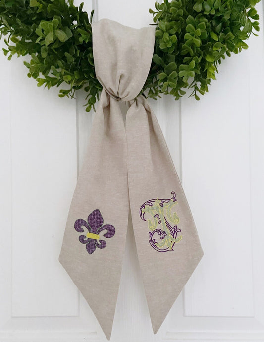 Mardi Gras Wreath Sash