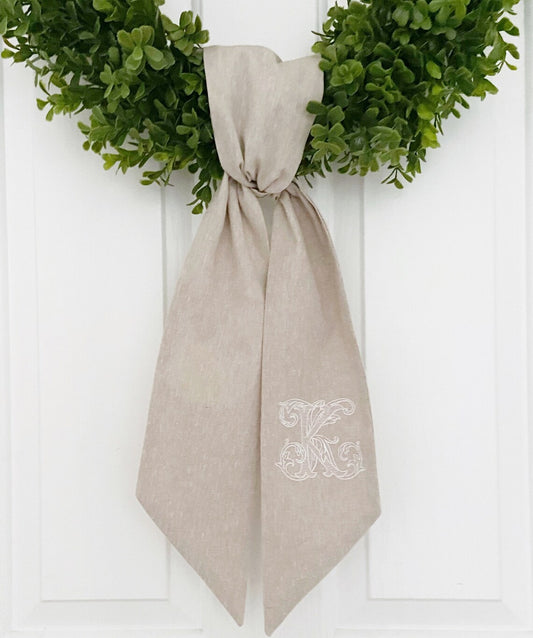 Antique Monogrammed Wreath Sash