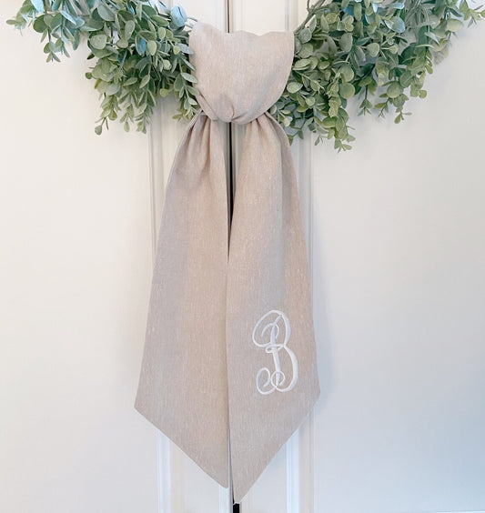 Tan Monogrammed Wreath Sash