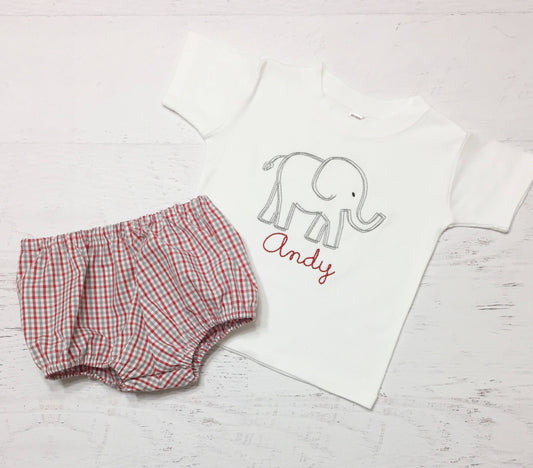 Alabama Elephant Plaid Diaper Cover Outfit