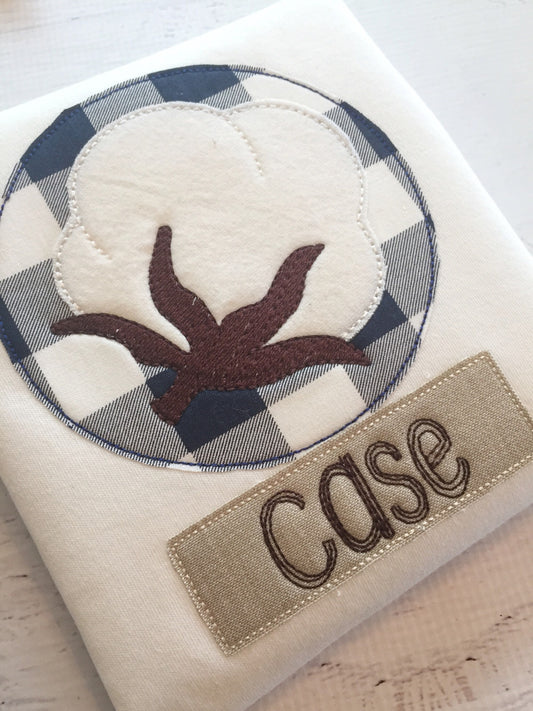 Cotton Boll Shirt - Cotton Boll Applique - Fall Applique Shirt - Boy Fall Shirt - Cotton Shirt - Fall Pictures Outfit - Boy Outfit