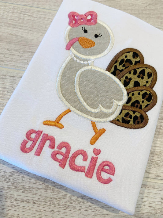Diva Turkey Shirt - Girly Turkey Ruffle Shirt - Girl Thanksgiving Shirt - Turkey Bodysuit - Turkey Applique Shirt - Thanksgiving Shirt