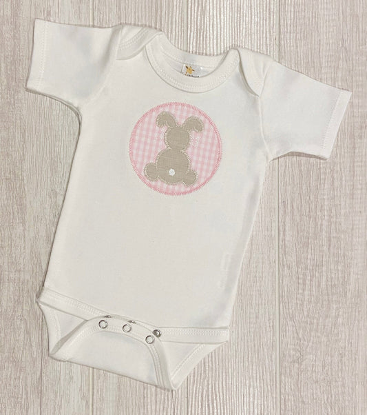 Bunny Patch Shirt - Girl Easter Bodysuit - Easter Applique Shirt - Easter Bunny Outfit - Bunny Applique Shirt - Easter Rabbit Shirt