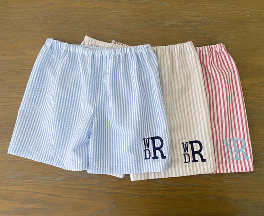 Monogrammed Seersucker Shorts
