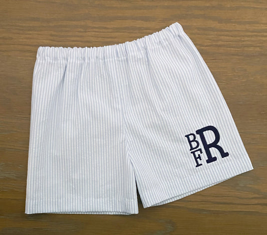 Monogrammed Seersucker Shorts