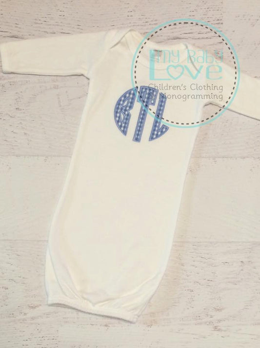 Gingham Monogrammed Baby Gown
