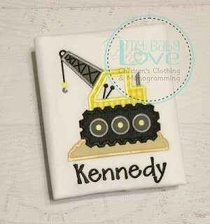Construction Crane Shirt - Crane Applique Shirt - Construction Birthday - Crane Applique - Personalized Shirt - Toddler Boy Clothing