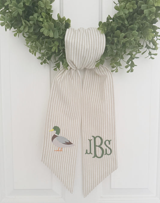 Monogrammed Mallard Duck Wreath Sash