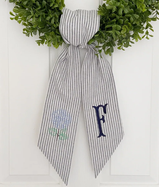 Striped Hydrangea Wreath Sash